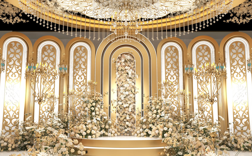 南票香槟色调婚礼堂效果展示